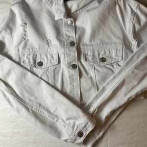 White cropped denim jacket